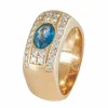 Bague Jonc Large, Saphir & Diamants, Or Jaune