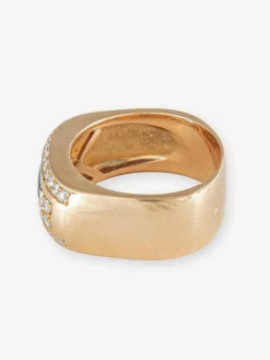 Bague Jonc Large, Saphir & Diamants, Or Jaune