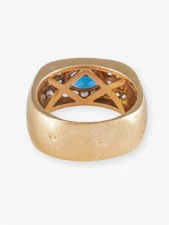 Bague Jonc Large, Saphir & Diamants, Or Jaune