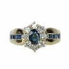 Bague jonc marguerite en or jaune en saphirs et diamants