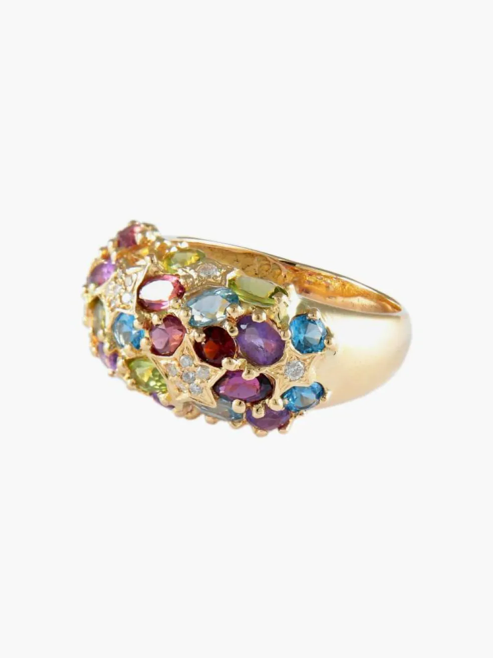 BAGUE JONC OR & PIERRES