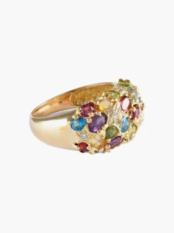 BAGUE JONC OR & PIERRES
