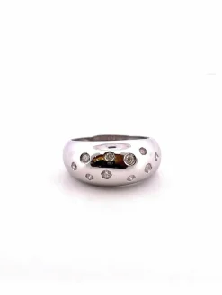 Bague jonc or blanc 10 diamants