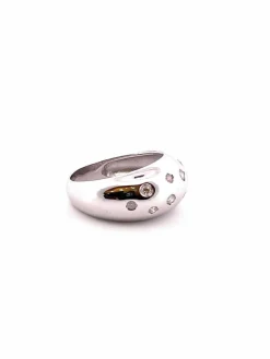Bague jonc or blanc 10 diamants