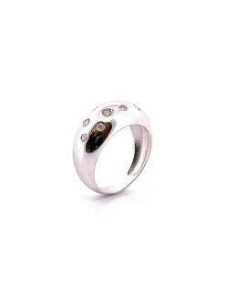 Bague jonc or blanc 10 diamants