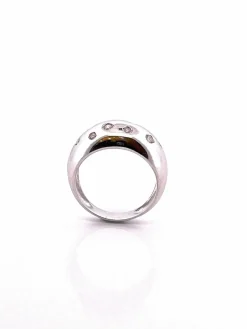 Bague jonc or blanc 10 diamants