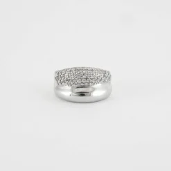Bague jonc or blanc diamants