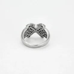 Bague jonc or blanc diamants