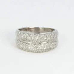 Bague jonc or blanc et diamants