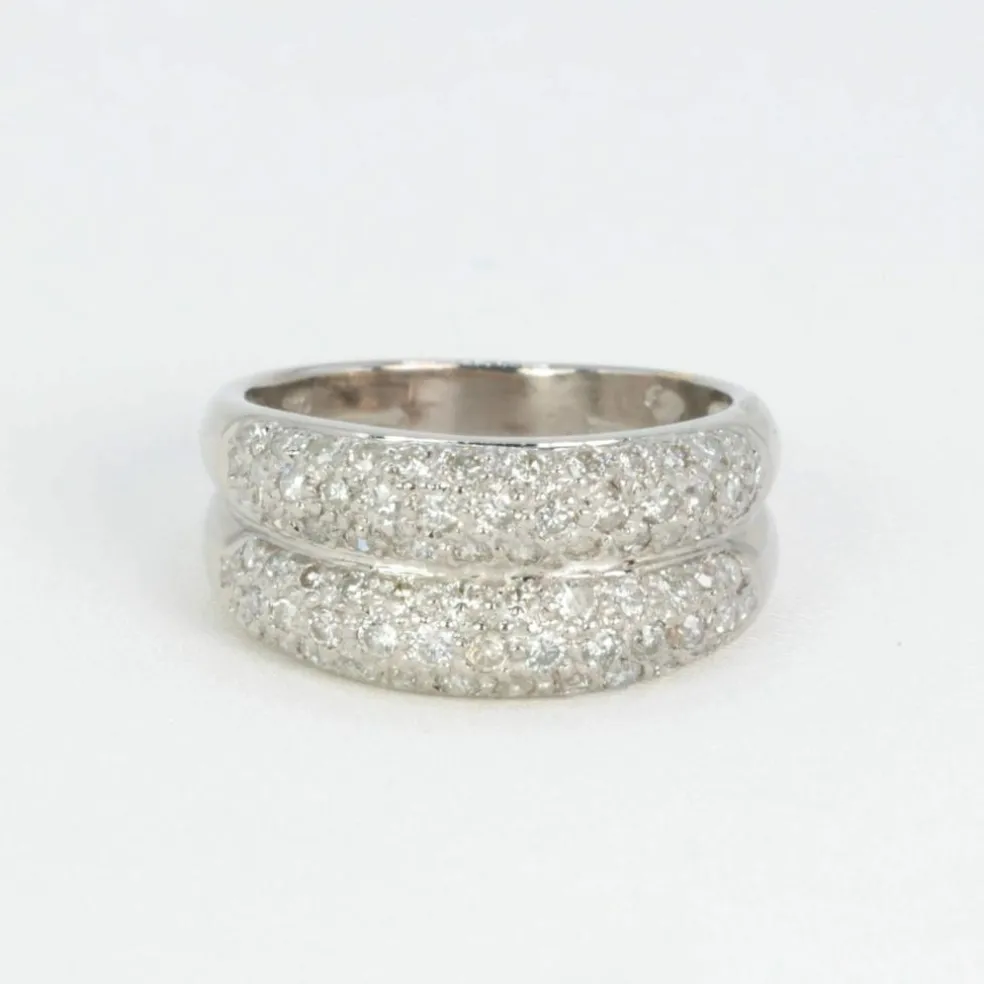 Bague jonc or blanc et diamants
