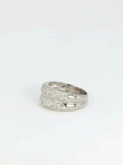 Bague jonc or blanc et diamants
