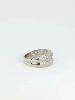 Bague jonc or blanc et diamants