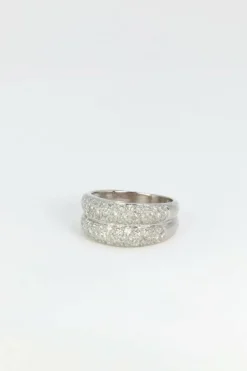 Bague jonc or blanc et diamants