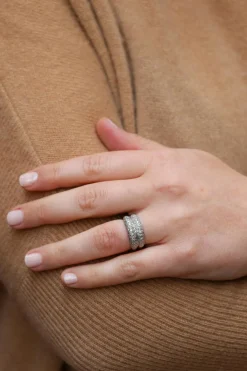 Bague jonc or blanc et diamants