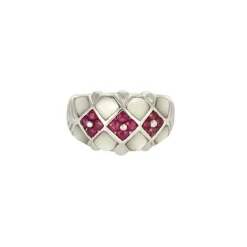 Bague Jonc Or Blanc Nacre et Rubis