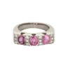 Bague jonc or blanc, saphirs roses et diamants