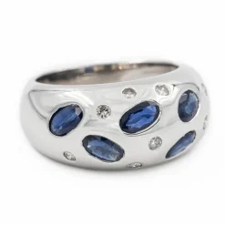 Bague Jonc Or blanc Saphir