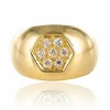 Bague jonc or diamants large