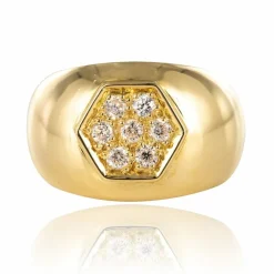Bague jonc or diamants large