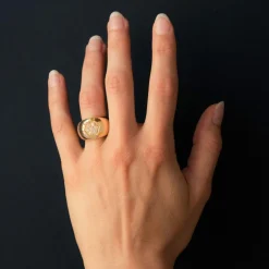 Bague jonc or diamants large