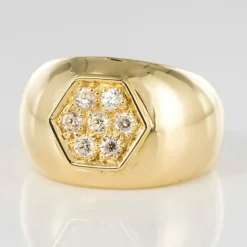 Bague jonc or diamants large