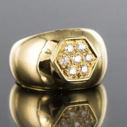 Bague jonc or diamants large