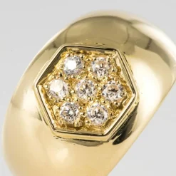 Bague jonc or diamants large