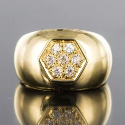 Bague jonc or diamants large