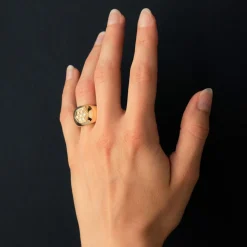 Bague jonc or diamants large