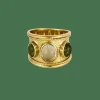 Bague jonc or et pierres de couleurs