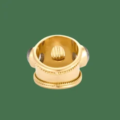 BAGUE JONC OR ET PIERRES DE COULEUR.