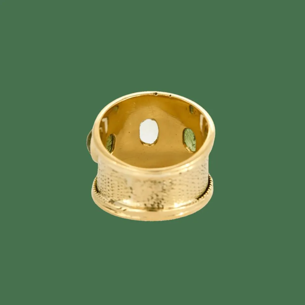Bague jonc or et pierres de couleurs