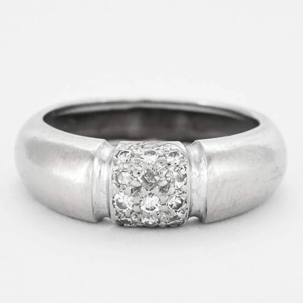 Bague jonc or gris diamants