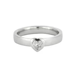 Bague jonc or gris diamant coeur