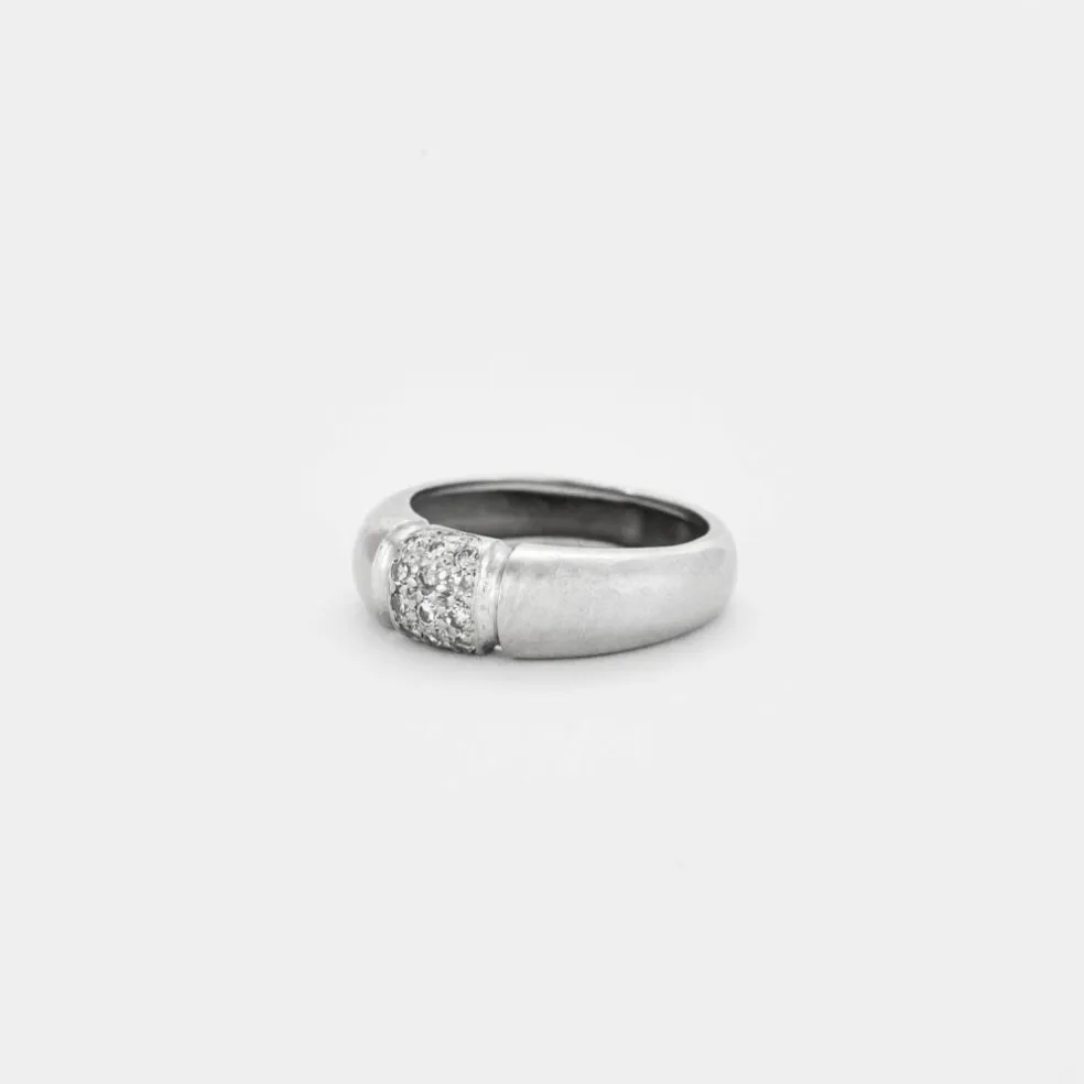 Bague jonc or gris diamants