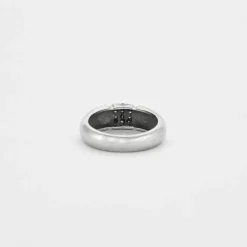 Bague jonc or gris diamants