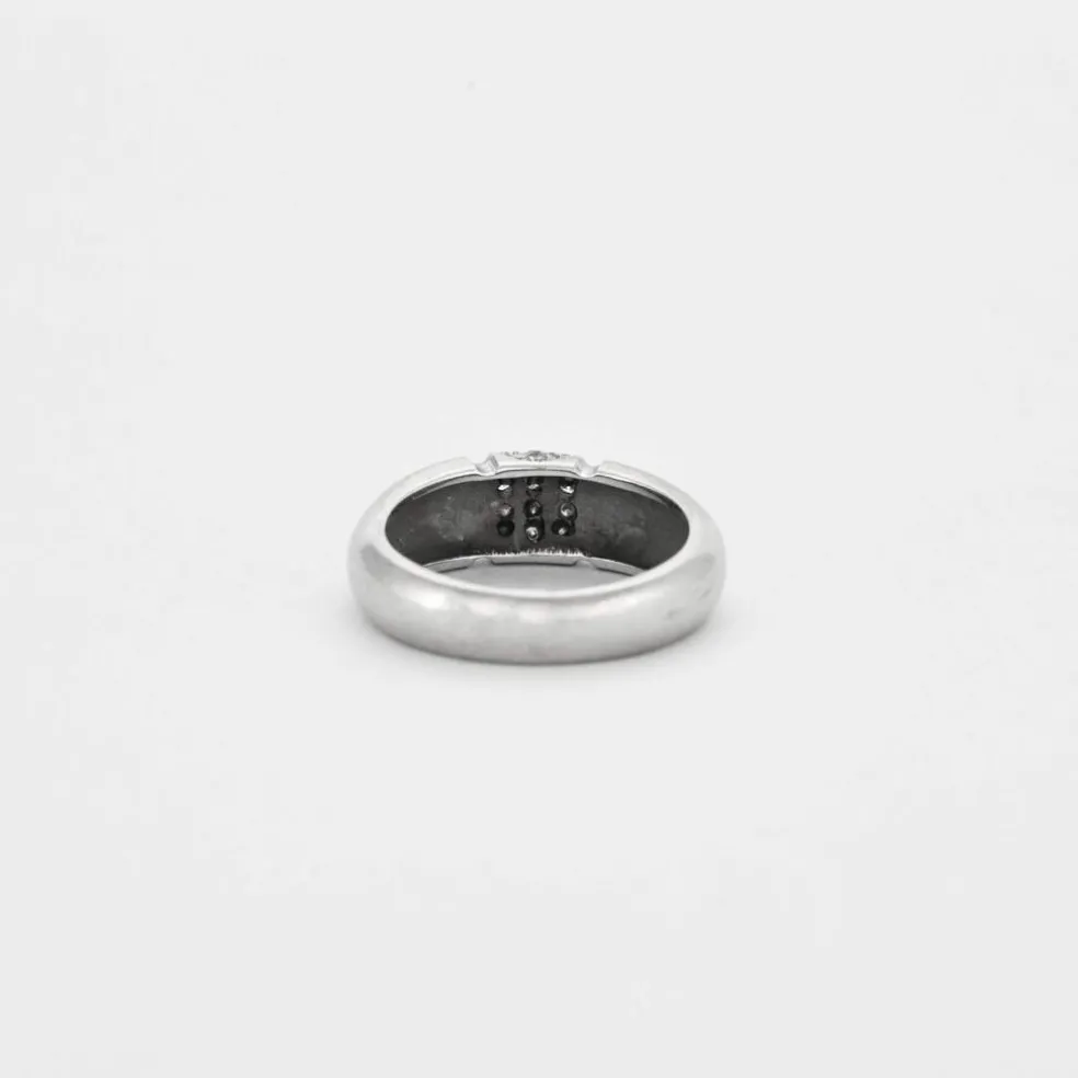 Bague jonc or gris diamants