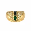 Bague Jonc, or jaune, diamants, émeraude, saphirs