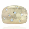 Bague jonc or jaune diamants satinée