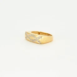 Bague jonc or jaune diamants