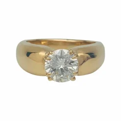 Bague jonc or jaune, diamant.