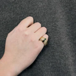 Bague Jonc, or jaune, diamants, émeraude, saphirs