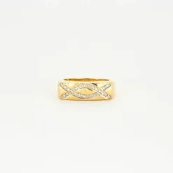 Bague jonc or jaune diamants
