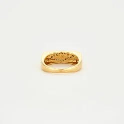 Bague jonc or jaune diamants