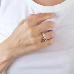 Bague jonc or jaune diamants