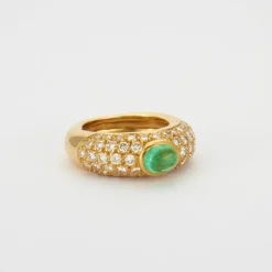 Bague jonc, or jaune, diamants