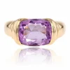 Bague jonc or jaune et améthyste