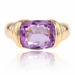 Bague jonc or jaune et améthyste