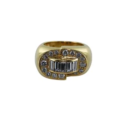 Bague jonc or jaune et diamants