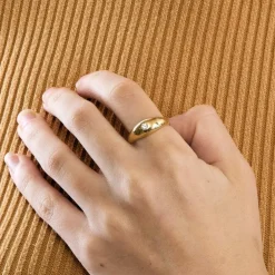 Bague jonc or jaune et diamant